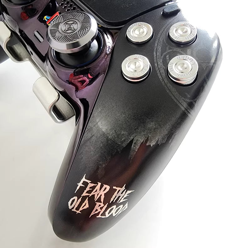 Sony PS5 original controller modified and upgraded with Hall TMR joysticks: Wind Blade Blood Curse edition.