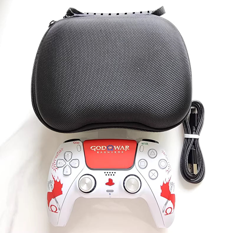 Sony PS5 original controller modified and upgraded with Hall effect TMR joysticks: Blood Red God of War edition.