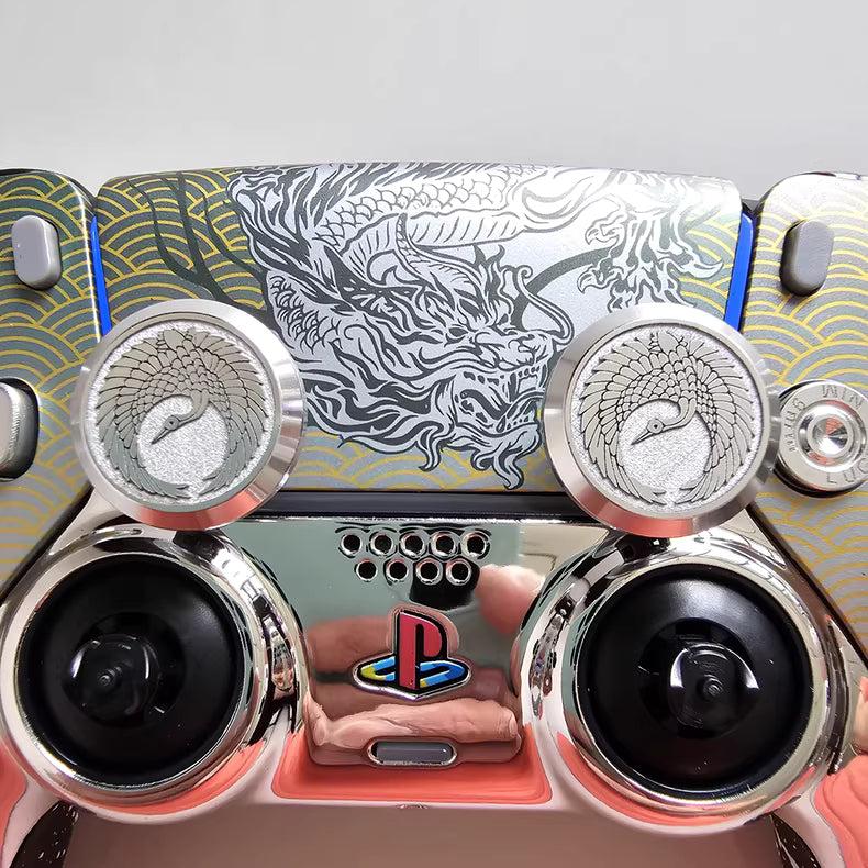Sony PS5 Original Controller Upgrade with Hall TMR Joystick: Crane Dance Silver Dragon