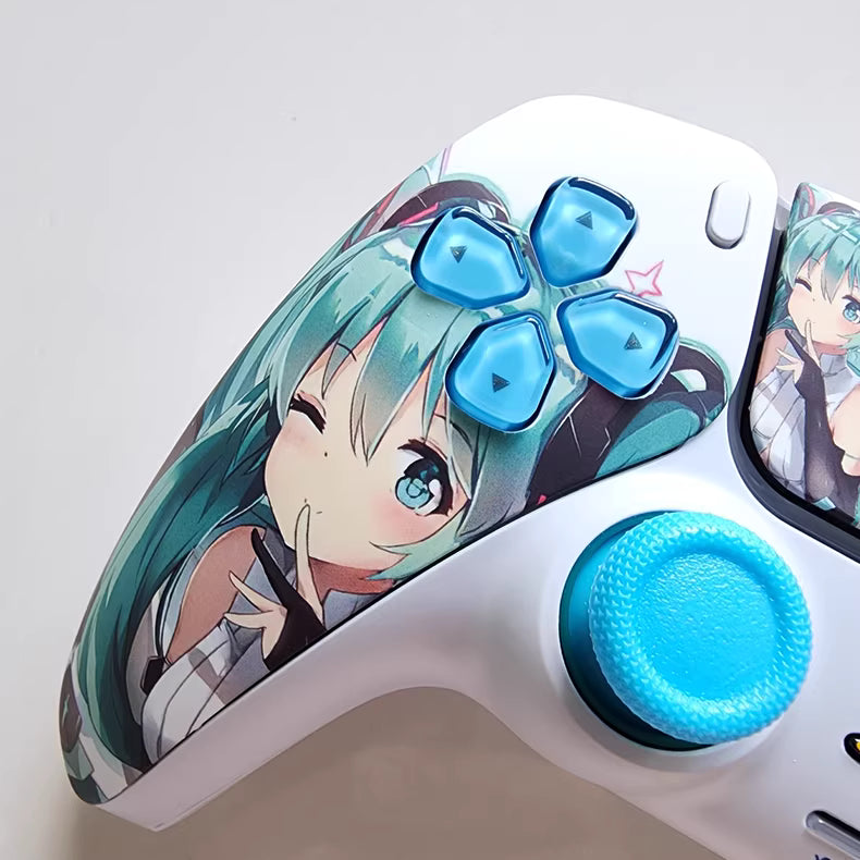 Sony PS5 original controller modified and upgraded with Hall effect TMR joysticks: Hatsune Miku edition