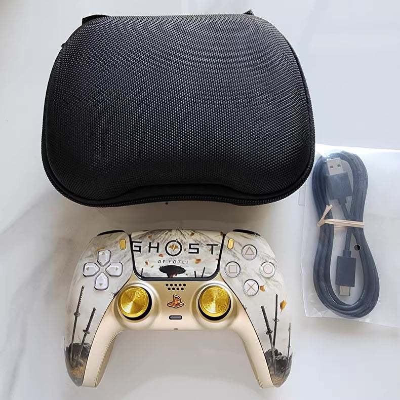 Sony original PS5 controller modified and upgraded with Hall TMR joysticks: Yangtishan Golden Soul edition.