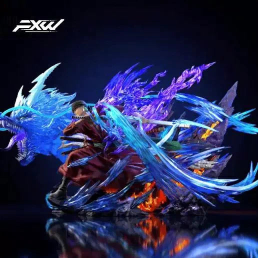 Pre-sale tickets for the Zoro Z theatrical Edition - Blue Dragon Seal - feature flowing blue dragon-shaped special effects and a lava base.