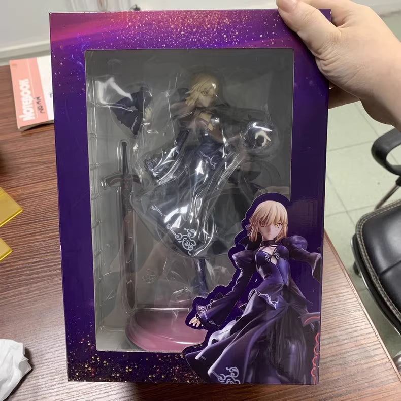 23CM Anime Gekijouban Fate/stay night Heaven's Feel Altria Pendragon Black Dress Up Saber Alter Model Toy Gift Action Figure PVC
