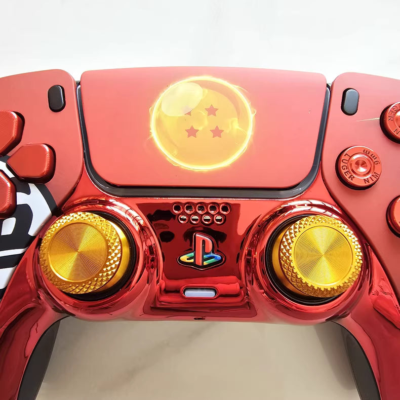 Sony PS5 original controller modified and upgraded with Hall effect TMR joysticks: Dragon Ball Goku theme.