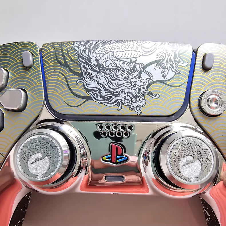 Sony PS5 Original Controller Upgrade with Hall TMR Joystick: Crane Dance Silver Dragon