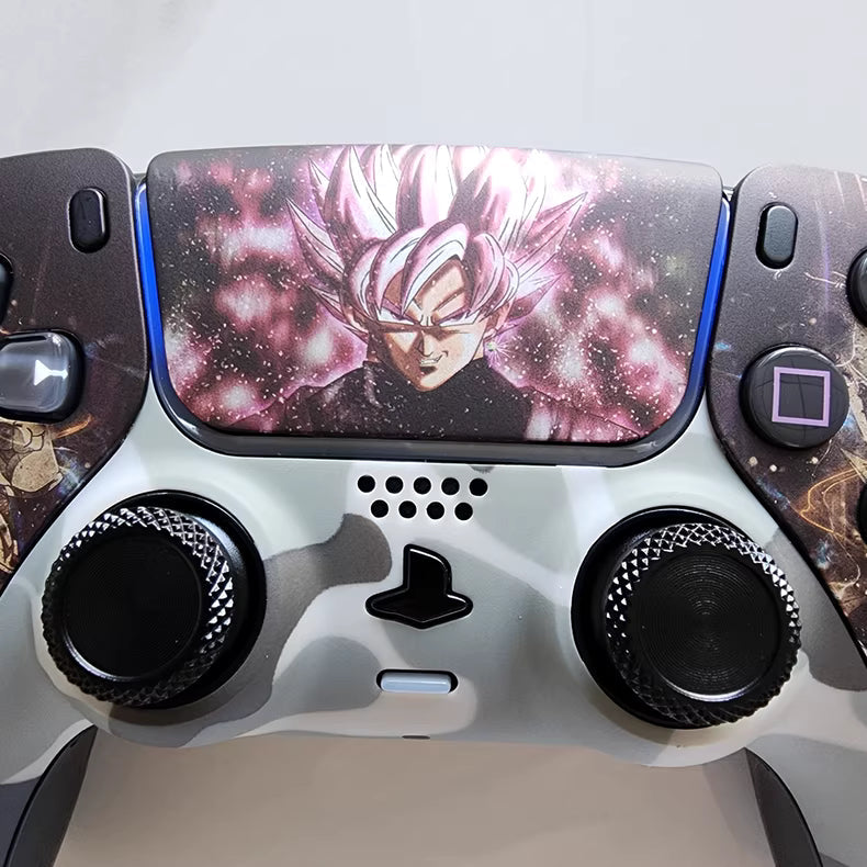 Sony original PS5 controller modified and upgraded with Hall TMR joysticks: Vegeta and Goku design.