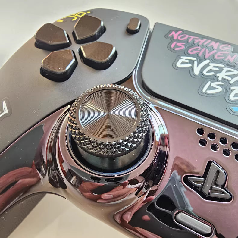 Sony PS5 original controller upgraded with Hall effect TMR joysticks: James Metallic Black.