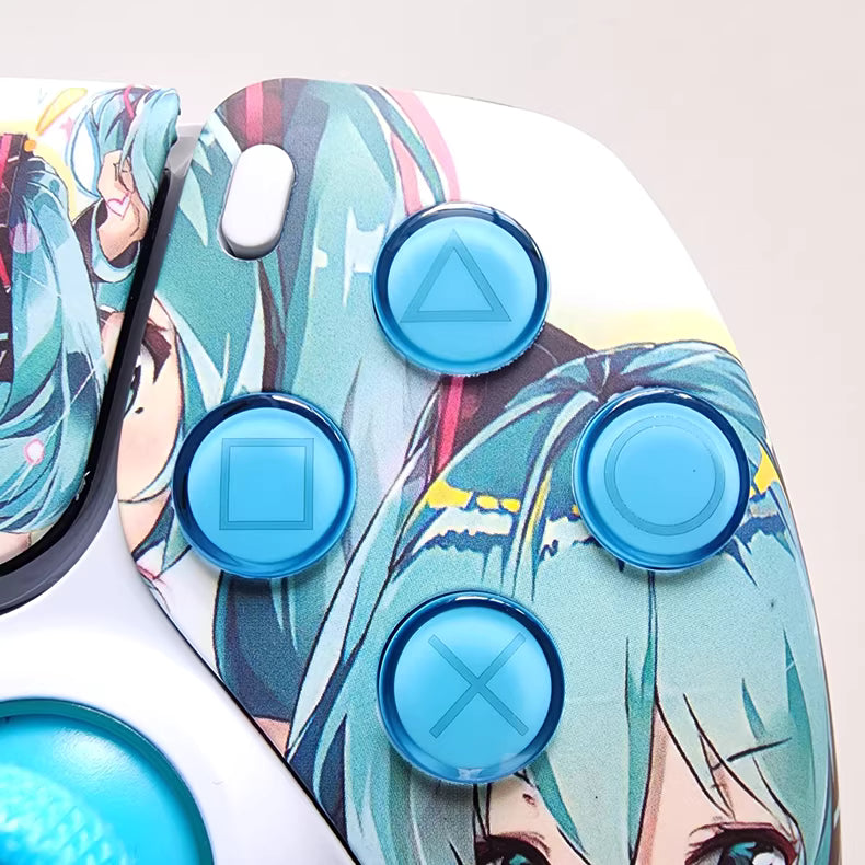 Sony PS5 original controller modified and upgraded with Hall effect TMR joysticks: Hatsune Miku edition