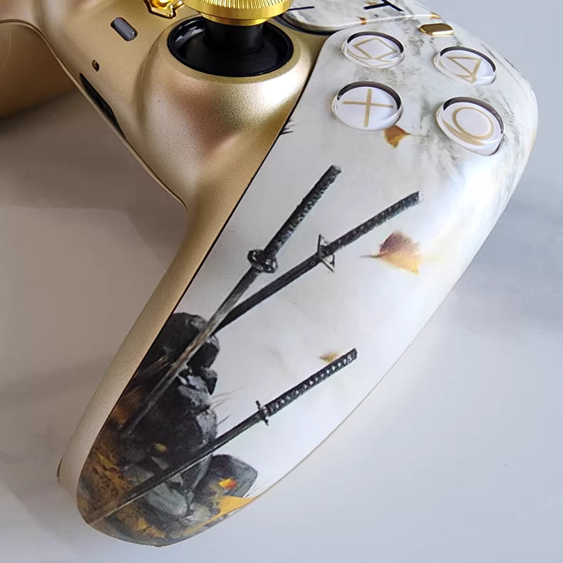 Sony original PS5 controller modified and upgraded with Hall TMR joysticks: Yangtishan Golden Soul edition.