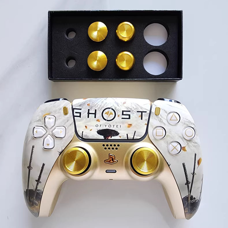 Sony original PS5 controller modified and upgraded with Hall TMR joysticks: Yangtishan Golden Soul edition.