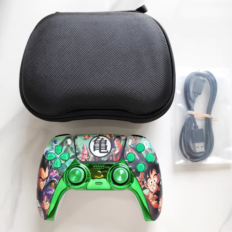 Sony original PS5 controller modified and upgraded with Hall effect TMR joysticks: Goku (Dragon Ball Z theme)