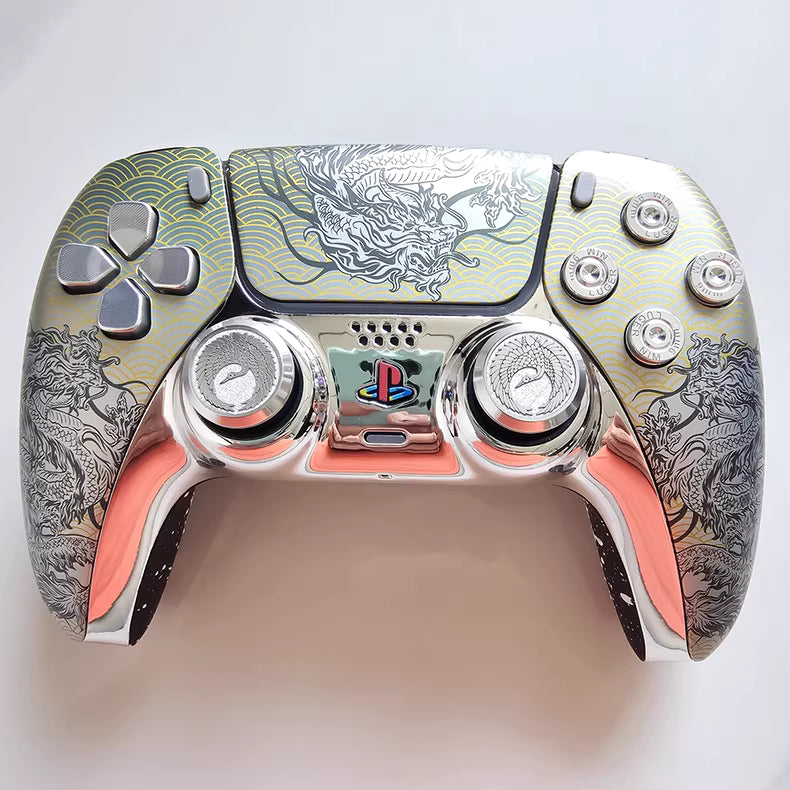 Sony PS5 Original Controller Upgrade with Hall TMR Joystick: Crane Dance Silver Dragon