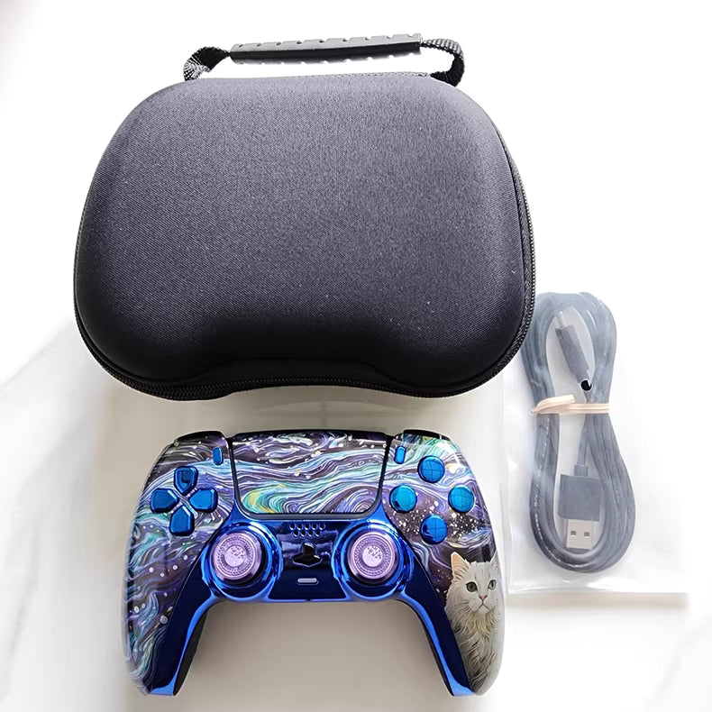 Sony original PS5 controller modified and upgraded with Hall TMR joystick: Van Gogh's Cat