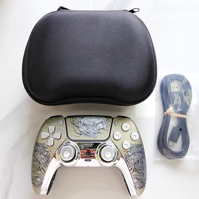 Sony PS5 Original Controller Upgrade with Hall TMR Joystick: Crane Dance Silver Dragon