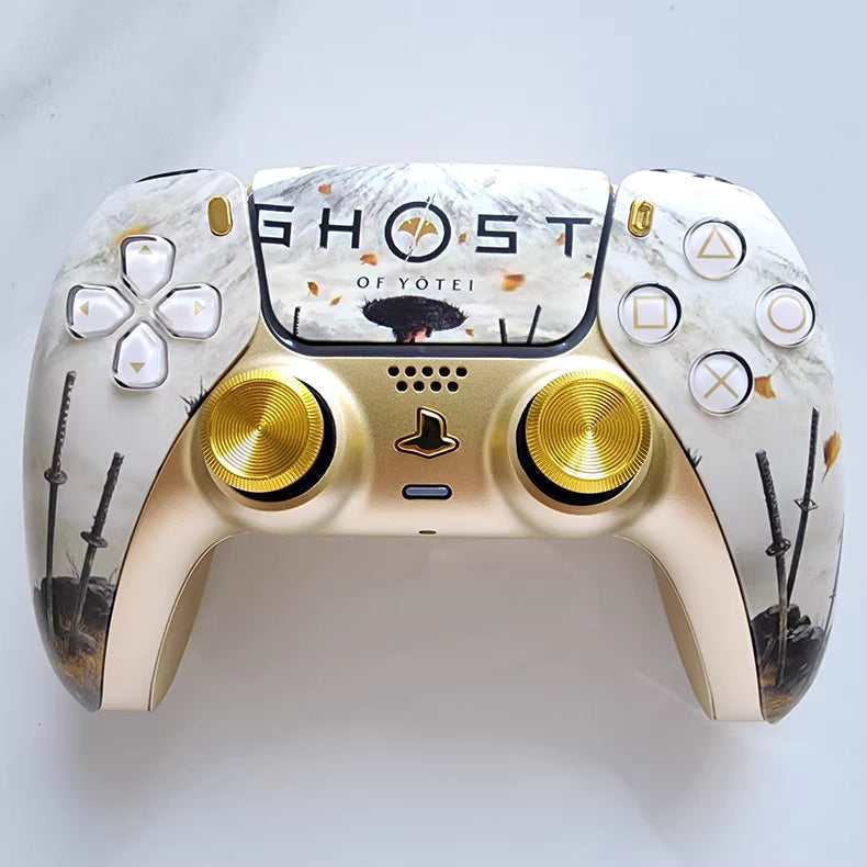 Sony original PS5 controller modified and upgraded with Hall TMR joysticks: Yangtishan Golden Soul edition.