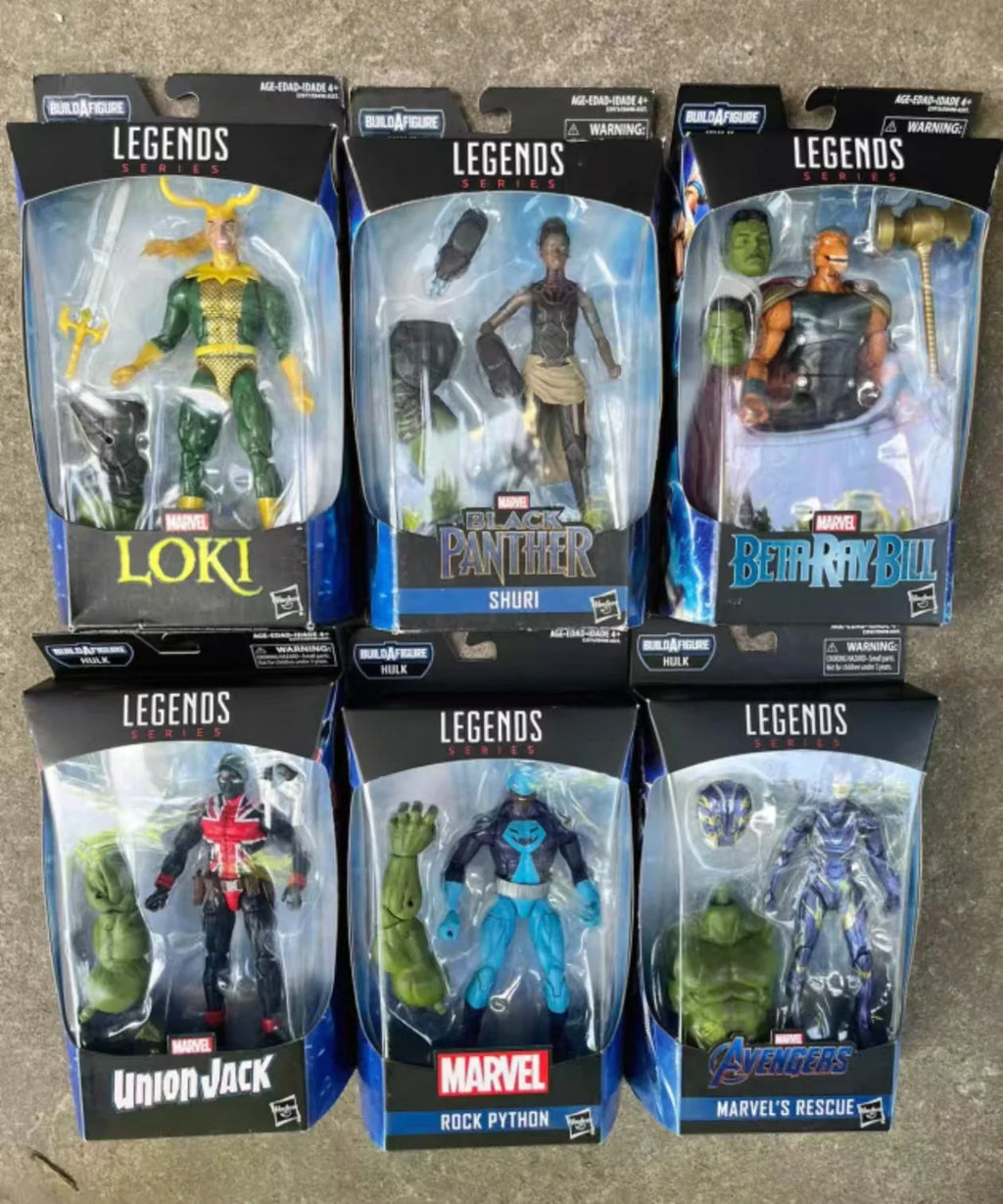 Original Hasbro Marvel Legends Series Union Jack/SHURI/RESCUE/Rock Python/Loki/Beta Ray Bill Anime-Figuren-Sammlung Spielzeugmodell