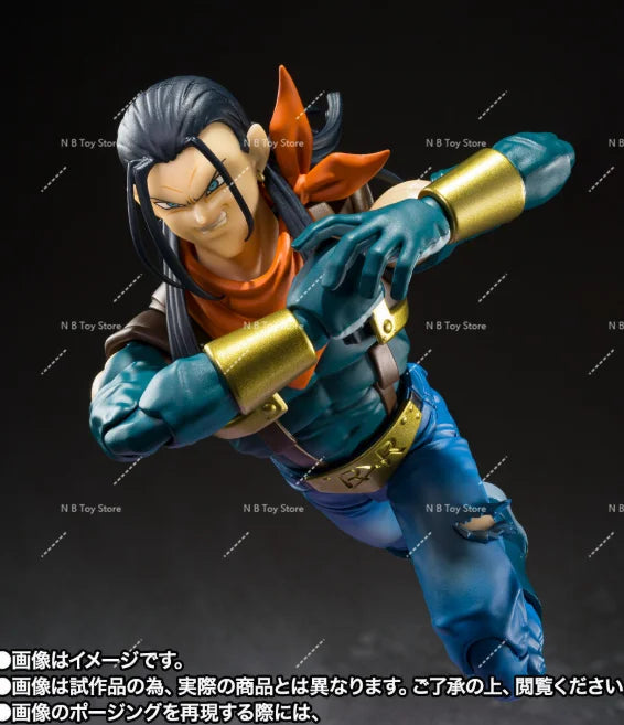 Original Bandai S.H.Figuarts Dragon Ball GT Super Android 17 Collection of Authentic PVC Models, Action Statuette