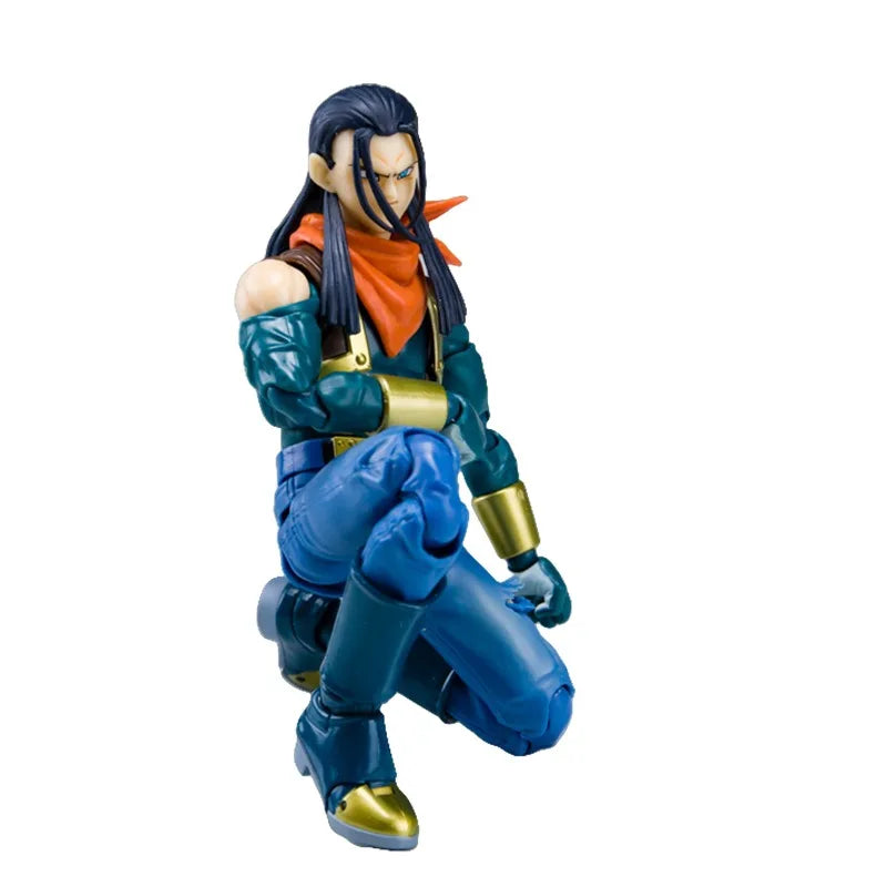 Bandai Genuine SHF Dragon Ball SUPER ANDROID 17 Anime Action Figure Collectible Joints Movable Model Toy Ornaments Gift Children