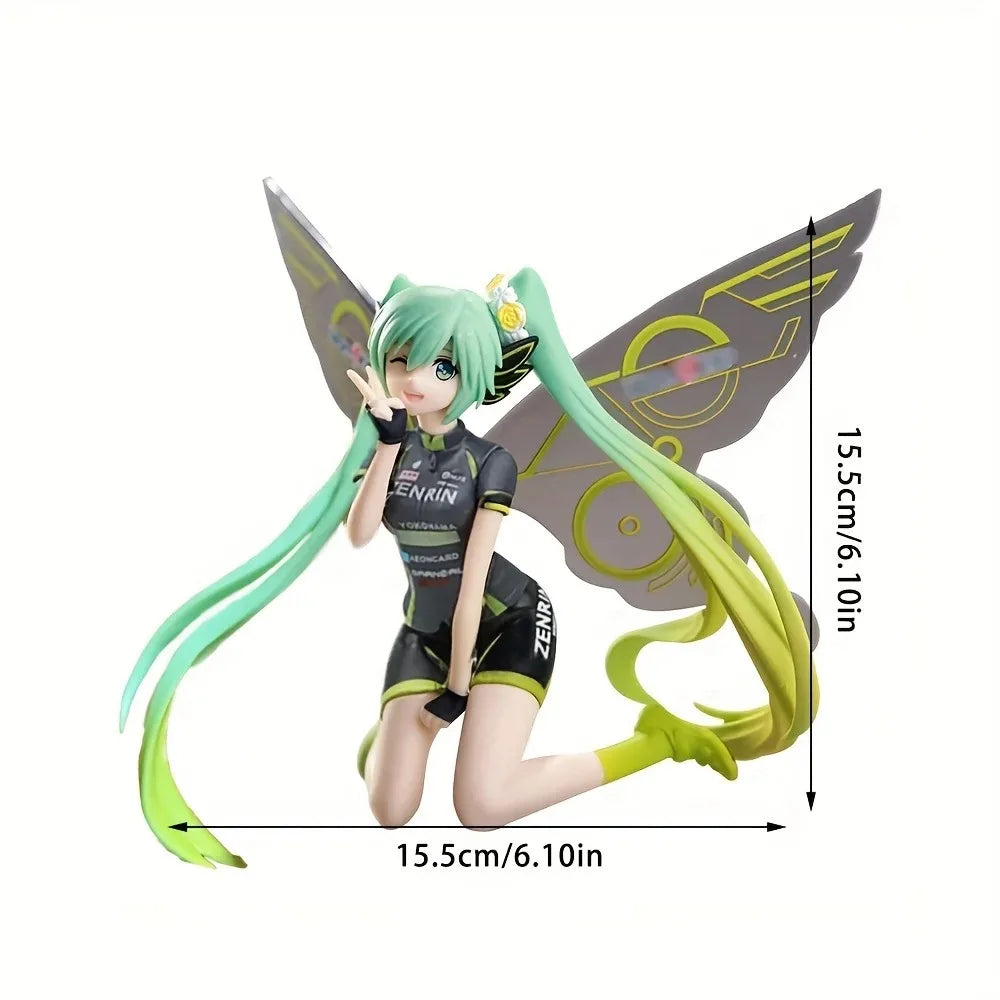 Anime Figure 12Cm Hatsune Miku Action Figures Kawaii Racing Butterfly Hatsune PVC Collectible Model Toys Girl Gift