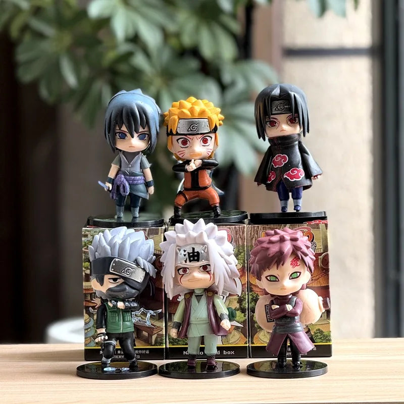 Naruto hand-made blind box, full set of Q version Naruto Sasuke Kakashi, I love Luo cartoon ornaments doll birthday gift anime