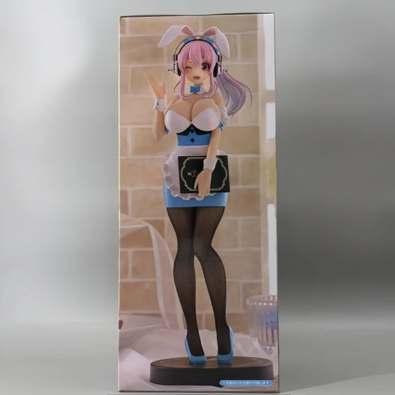 Original Genuine FuRyu BiCute Bunnies 28cm Super Sonico Blue Bunny Girl Anime Figure Toys