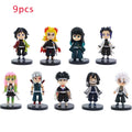 9pcs Q Version Demon Slayer Sitting Ghost Doll Tanjiro Nidouzi Inosuke Zenizu Toy Figural PVC Model Gift