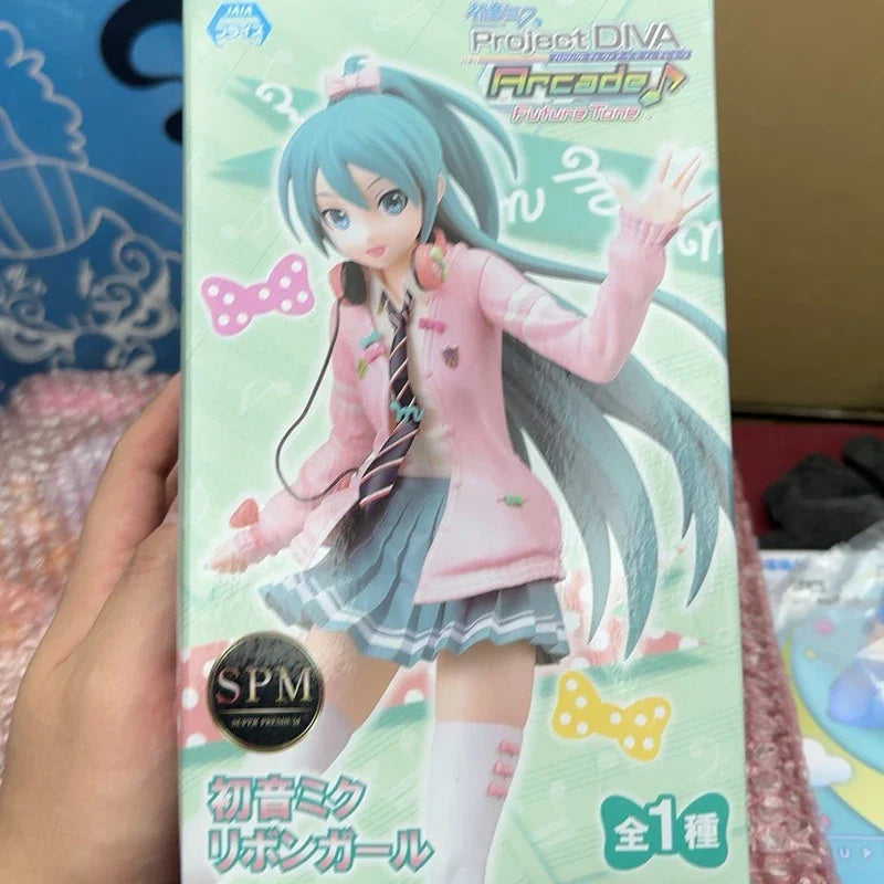 SEGA SPM Miku+Hatsune Project DIVA Arcade Future Tone Ribbon Girl PVC 23CM Anime Action Figures Model Toy in Stock
