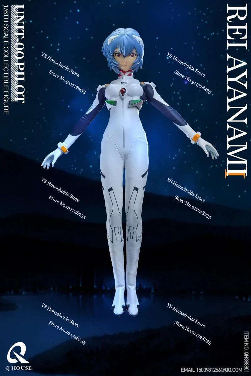 1/6 Collectible Ayanami Rei Anime Girl Action Figure EVA White Leather Bodysuit Decor 12" Full Set Decliate Female Soldier