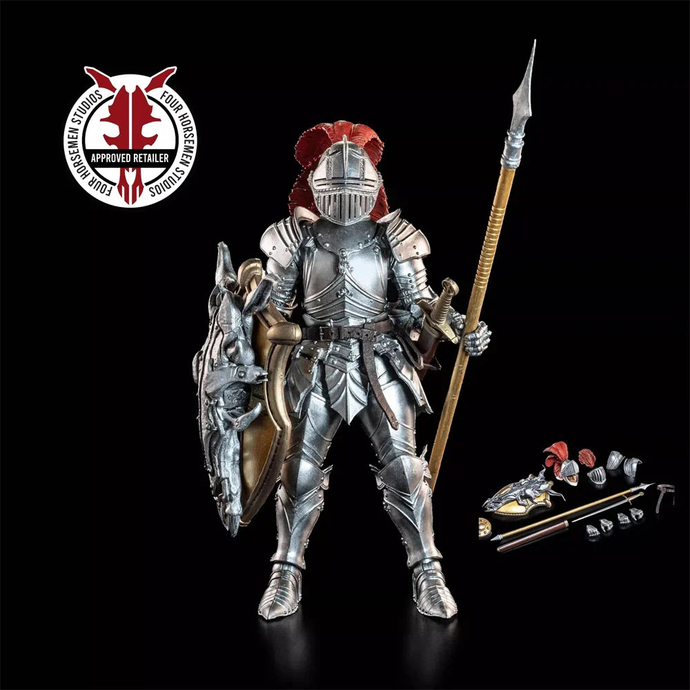Auf Lager Vier Ritter Mythische Legionen 1/12 Maßstab Männlicher Soldat Silberritter Zarte 7-Zoll-Actionfigur Modellspielzeug im Komplettset