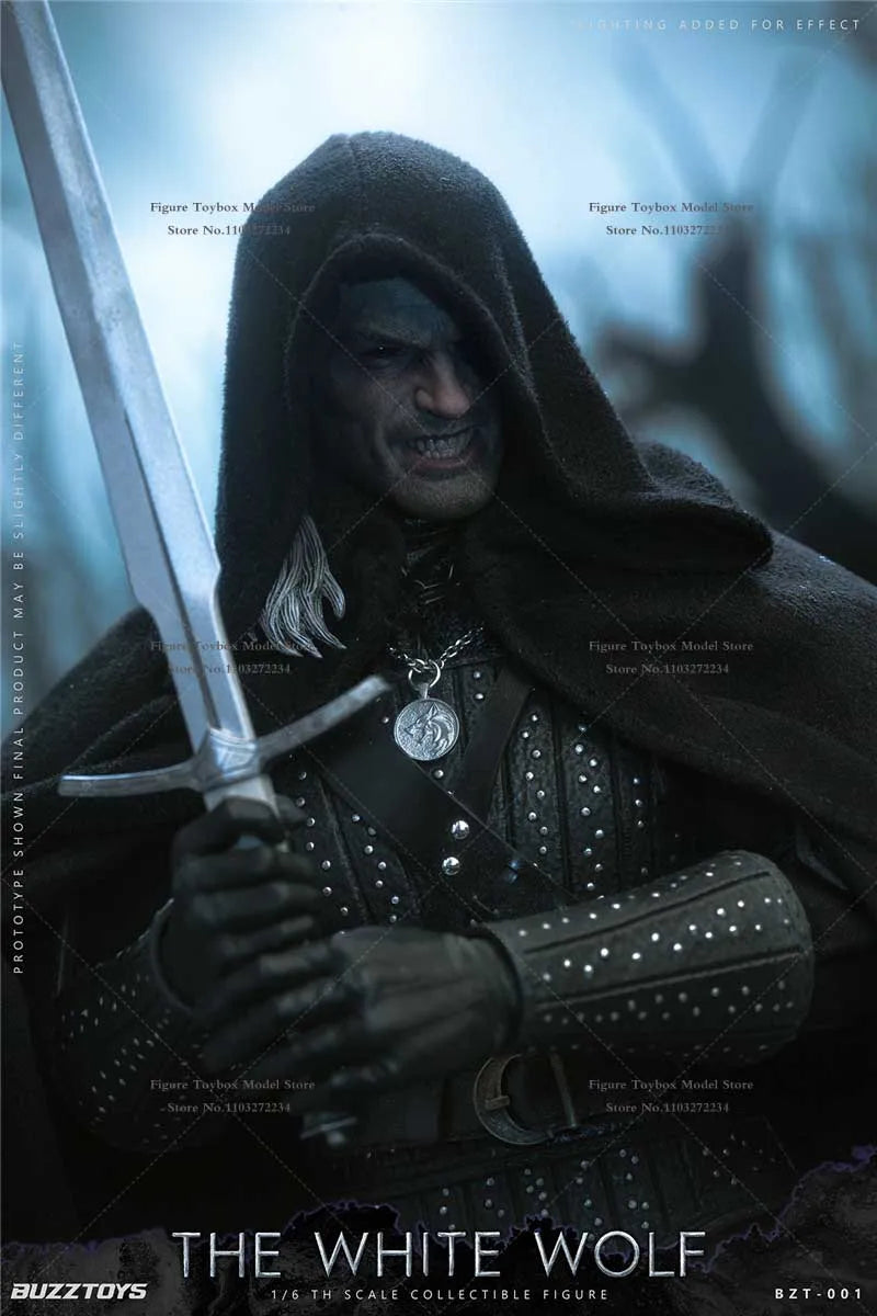 BUZZTOYS BUZ001 1/6 Scale Brave Hunter Wizard Male Action Figure Gray Hair Witcher Simulation Delicate 12" Full Set Soldier