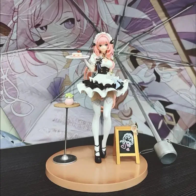 New Honkai 3 Game Figure Elysia Coffee Maid Carrying A Cake Pvc Gk Model Statue Collection Doll Desktop Decoration Toy Gifts