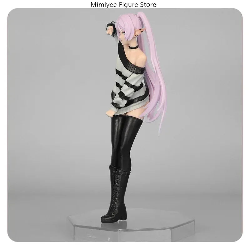 18.5cm Anime Figure - Frieren beyond Journey's End Striped Casual Wear Standing Victory Pose Model Statue Collectible Toy