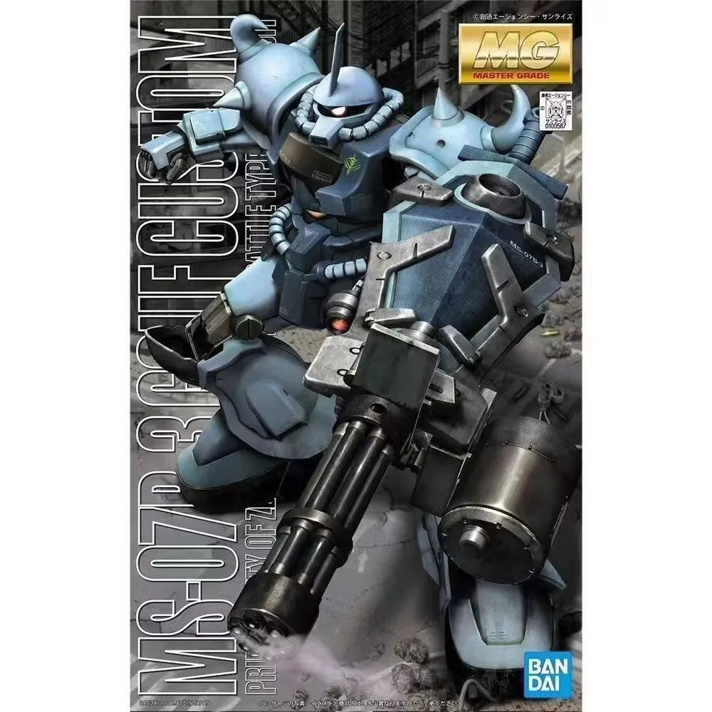 Original Bandai Gundam Anime Figure MG 1/100 MS-07B-3 Gouf Custom Mobile Suit Gundam Effects Anime Action Figures Toys 18cm