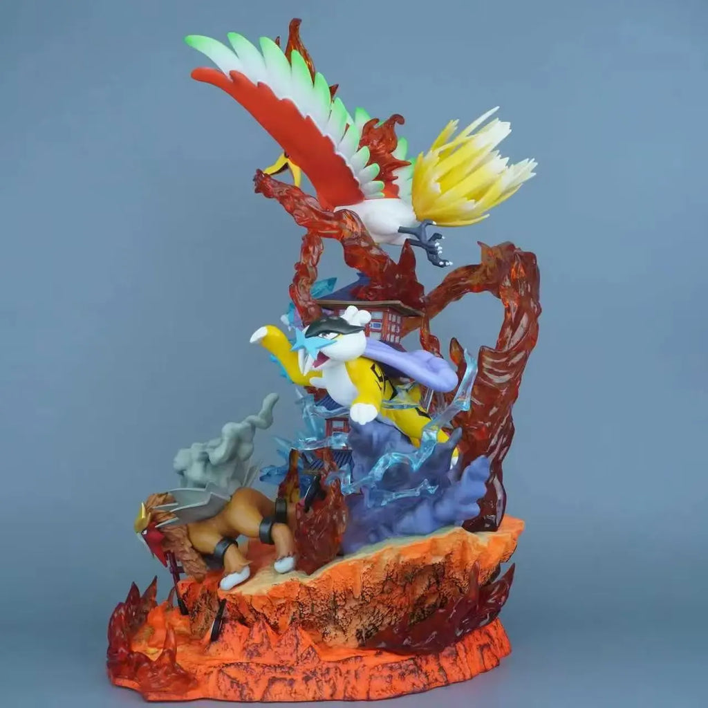 39cm New Pokemon Anime Figure Three Sacred Perimeter PVC Model Scene Statue Desktop Decoration Ornaments Kids Birthday Gifts Toy