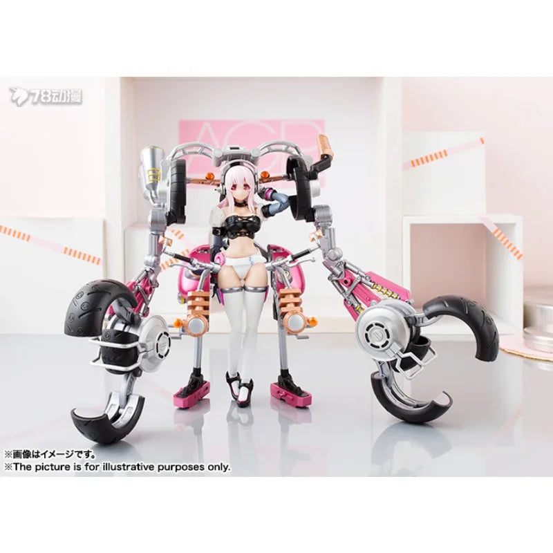 BANDAI Original AGP Mobile Doll Series Super Sonico Anime Action Figure Assembly Model Toys Collectible Model Ornaments Gif