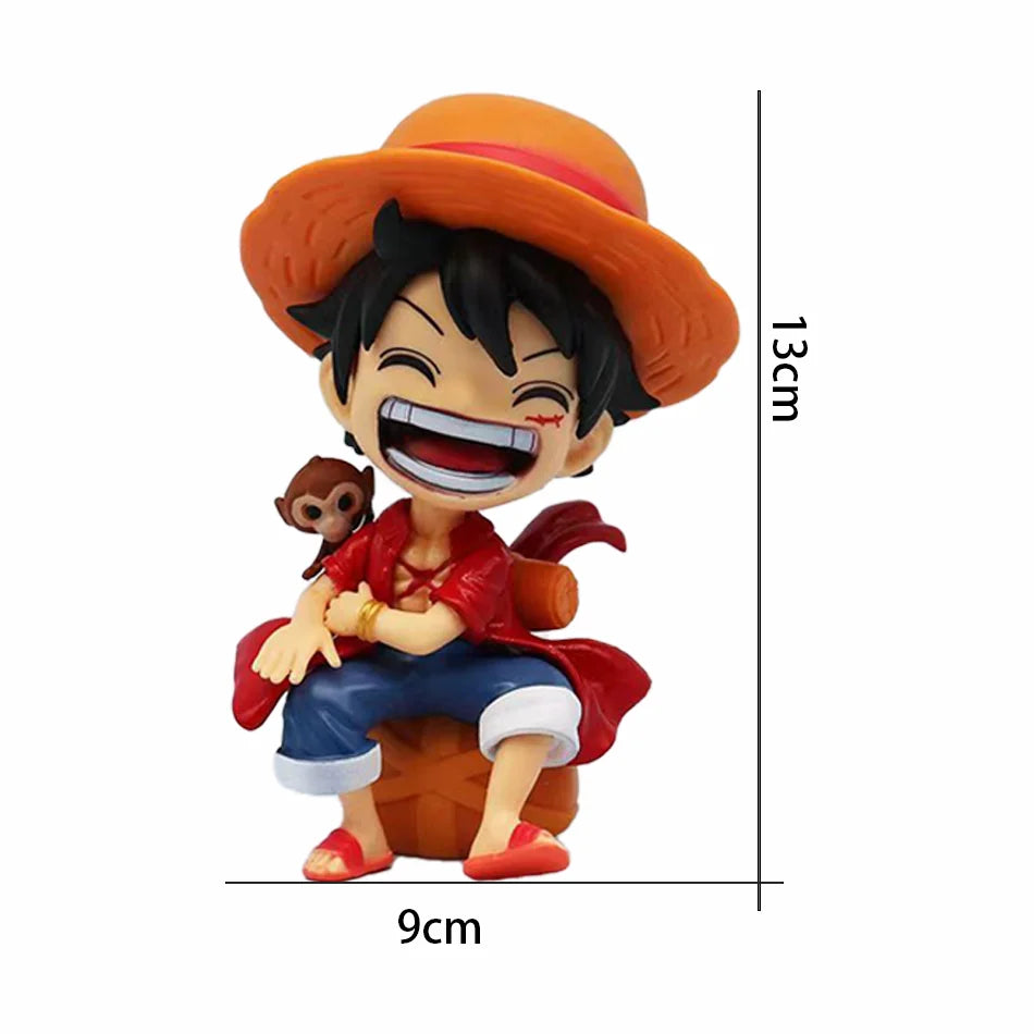 One Piece Handheld Luffy Solon Portgas·D· Ace Sitting Yamato versión Q juego de moda dibujos animados Anime coche ornamento rega