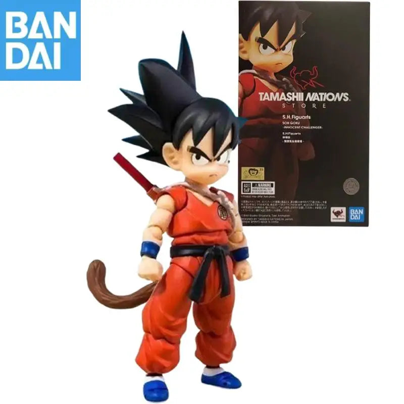BANDAI DRAGON BALL TAMASHII NATIONS STORE S.H.Figuarts Son Goku INNOCENT CHALLENGER Action Figure Model Collector Figurine Toys