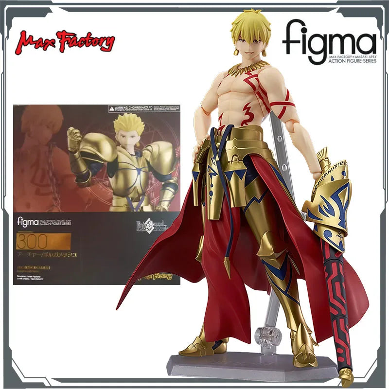 Max Factory Figma #300 Gilgamesh-160mm PVC/ABS Puppe Bewegliche Gelenke Rüstung Akzente Sammlerstück für alle Altersgruppen Anime-Figur mit Standfuß