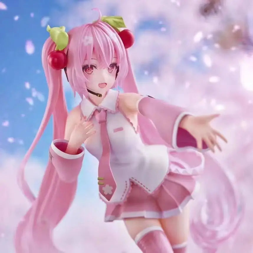 21CM 2024 Anime Virtual singer Hatsune Miku pink sakura Fairy Tale Wonderland Kawaii Figure PVC Model Toys Doll Gifts