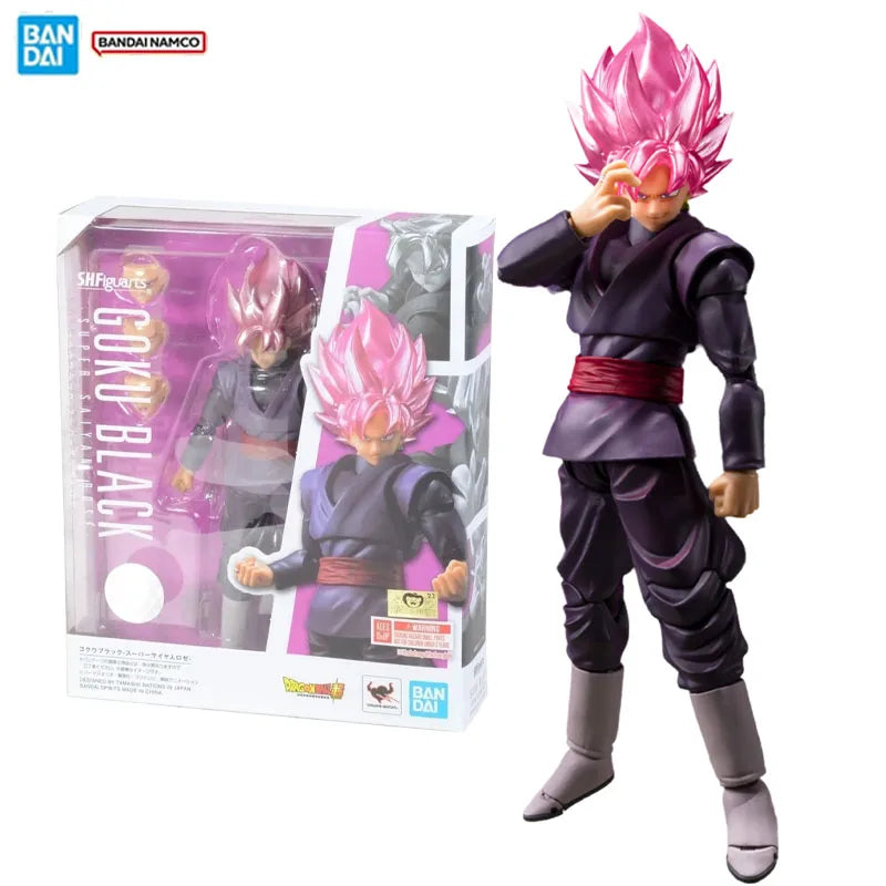 Bandai Original Genuine Figure Dragon Ball Model Kit SHF Goku Black Super Saiyan Rose Collection Action Figure Model Boys Toys