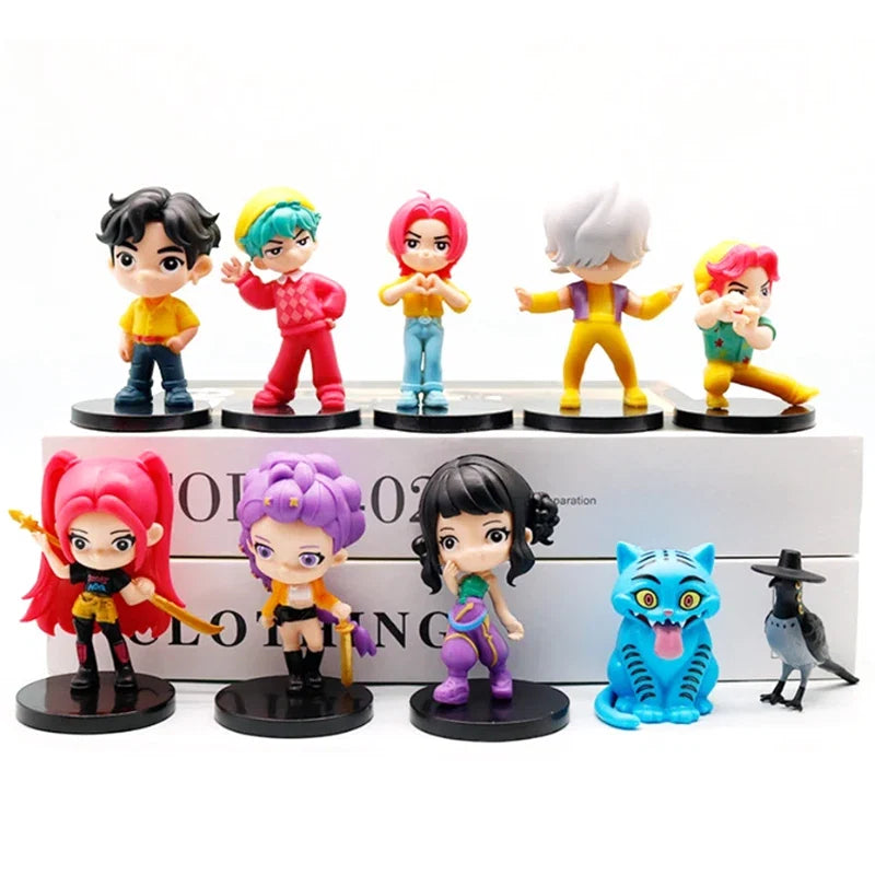 new 10pcs/Set Q Version Demon Hunters Action Figure PVC Toy Derpys Rumi Mira Zoey Sussy Figurine Doll For Fans Gift Childen Gift