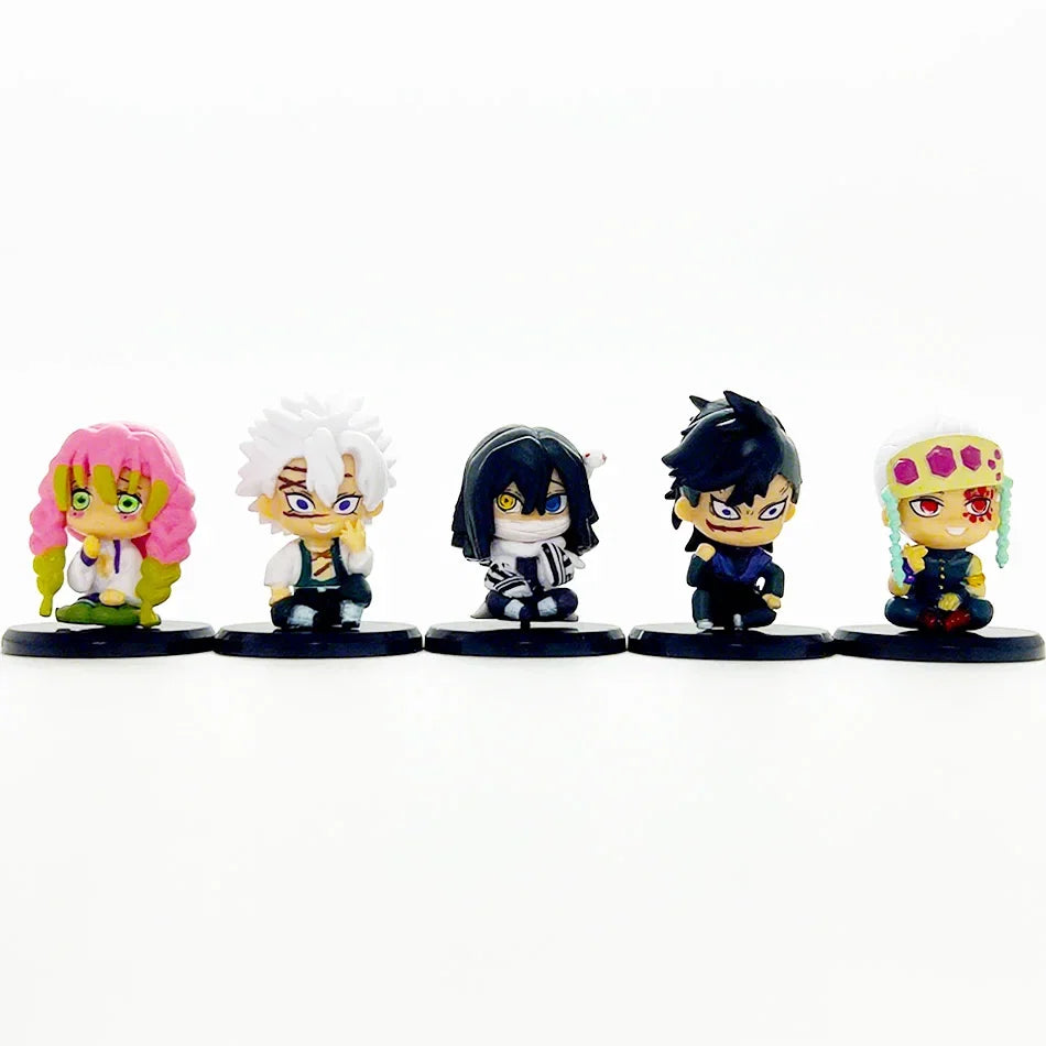 2025 Demon Slayer Q Version Figure Toy  Kimetsu No Yaiba - Sitting Tanjiro Inosuke Zenroz PVC Model Doll Anime Collectible Gifts