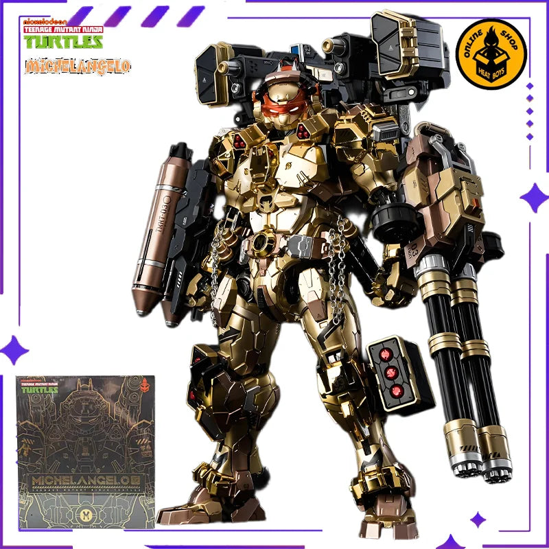 Spot HEATBOYS Original Ninja Turtles Michelangelo Gold Shine Edition Venue Limited Edition Metal Mech Mobile Model Handmade Toy
