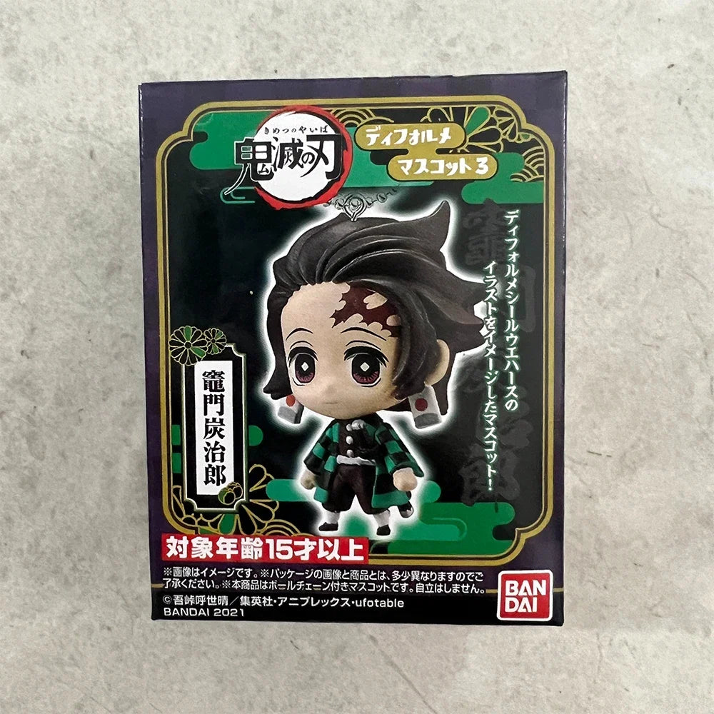 BANDAI Demon Slayer Action Figures Model 4CM Tanjirou Giyuu Obanai Sanemi Nezuko Kanae  Key Chain Pendant Series Original