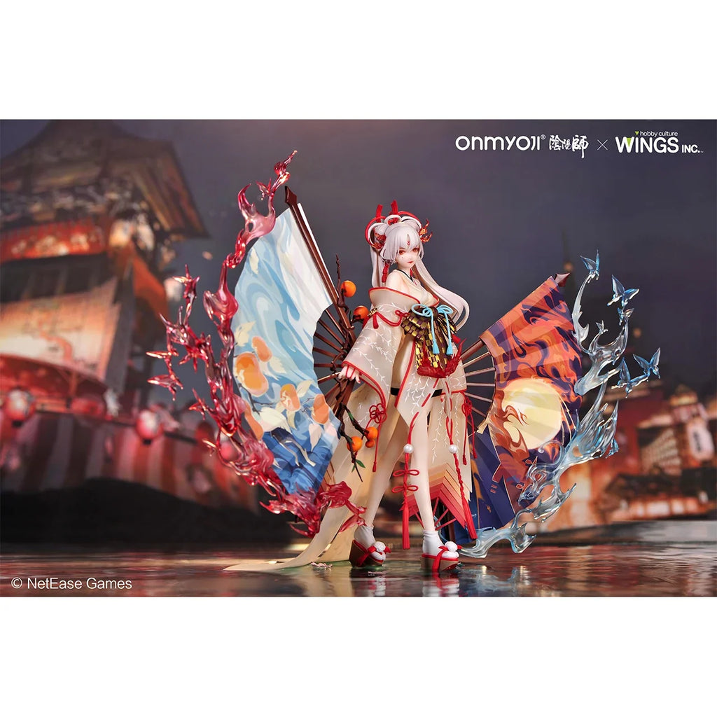 30cm Genuine Original Wings Inc Onmyoji Shiranui Night Fire Leaving Song Anime Figure 1/7 Collect Model Desktop Decoration Gift