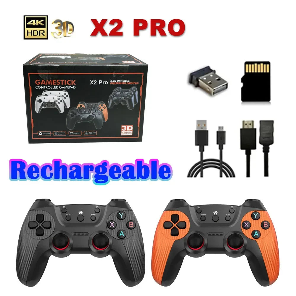 X2Pro TV Game Stick 4K HD Video Handle Game Console 40K/50K Games 64g/128g for PSP Retro Arcade Games PK M15 Pro for Home Gaming