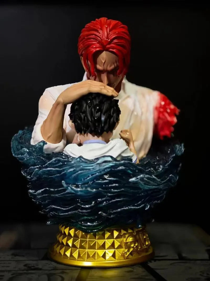13cm One Piece Shanks Put Straw Hat On Luffy Head Anime Bust Figure Model Statue Collection Desktop Decoration Ornament Toy Gift