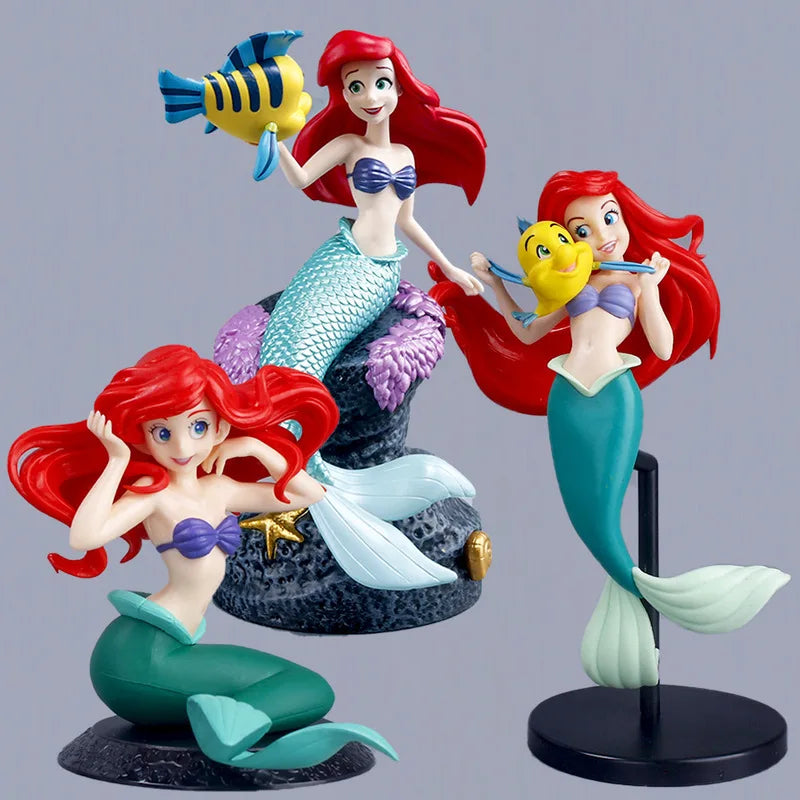 Disney Anime 19cm Little Mermaid Ariel Action Figure Toys Ariel The Princess Collection Room Car Cake Decoration Gift for Kids