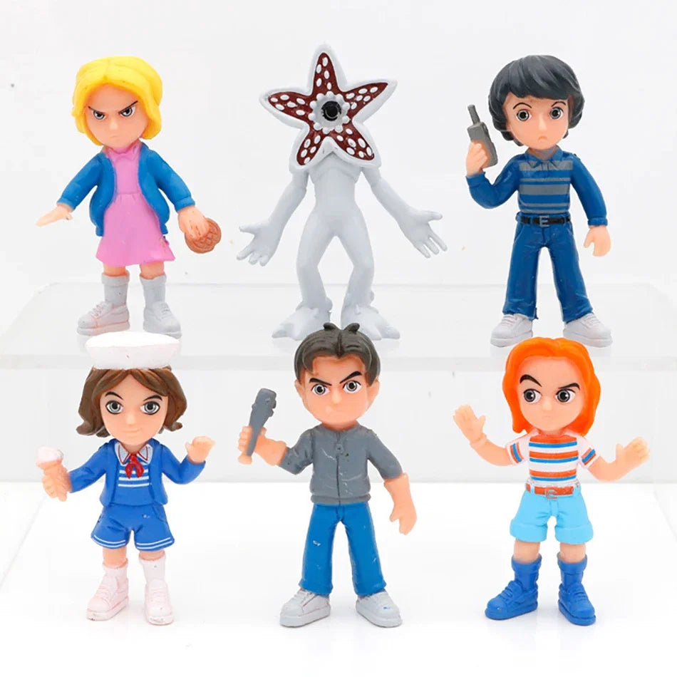 6Pcs/Set New Stranger Q Version Things Anime Action Figures Set PVC Monster Man-eating Flower Anime Figures Decoration Model Toy