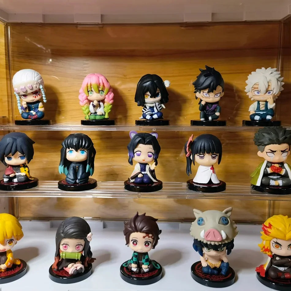 Anime Demon Slayer Kimetsu no Yaiba Figure Kamado Tanjirou Action Figure Agatsuma Zenitsu Nezuko Warrior Q Version PVC Model Toy